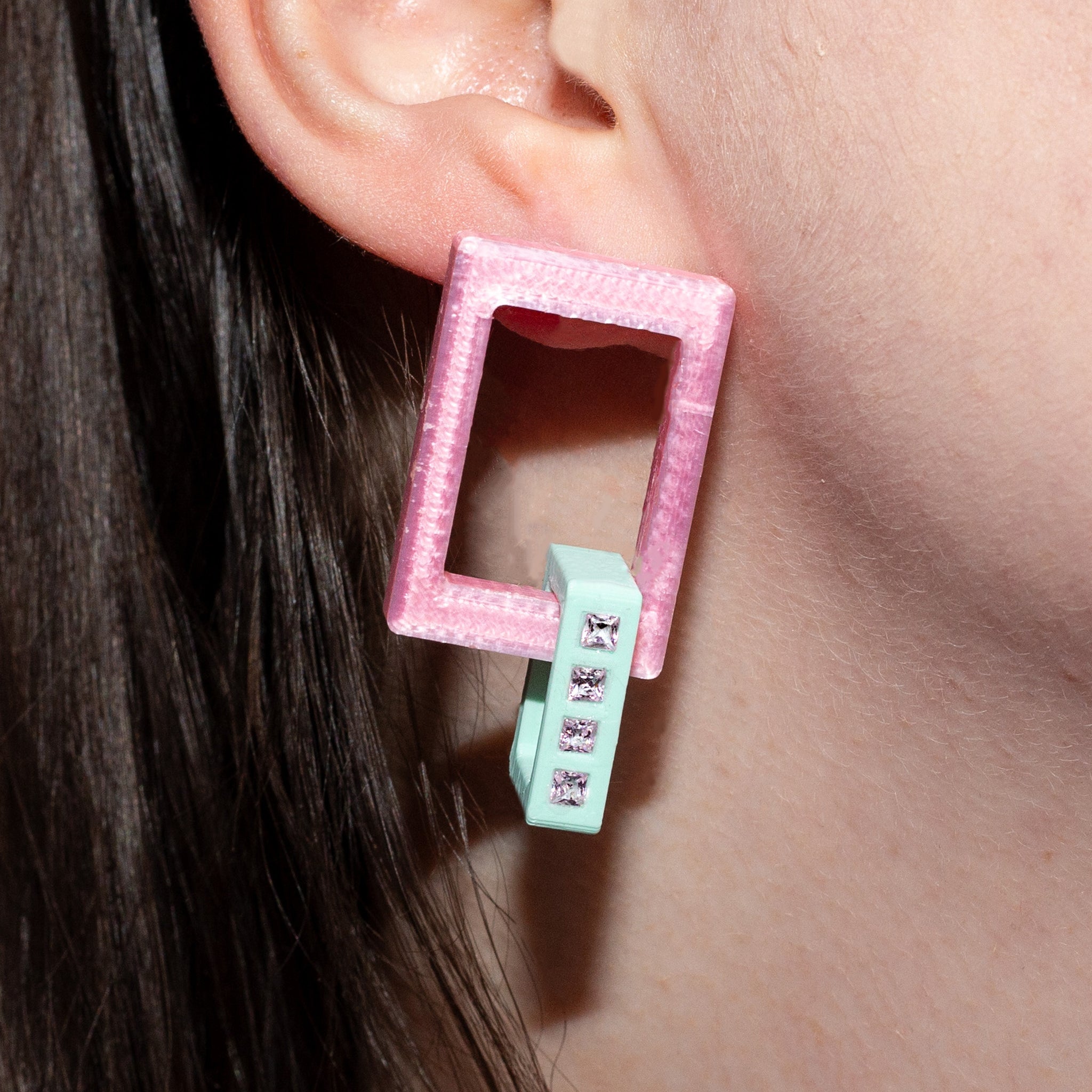 Link/Data Drop Chain Earrings in 3D Printed PLA